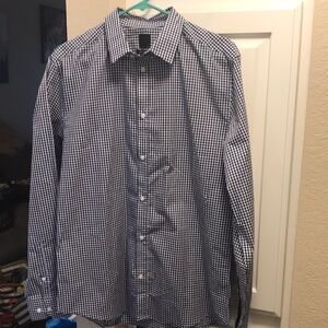 Men's H&M Blue and white slim fit Checkered button down shirt NWT
